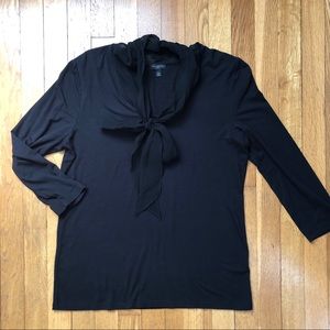 TALBOTS Petites black tie neck top